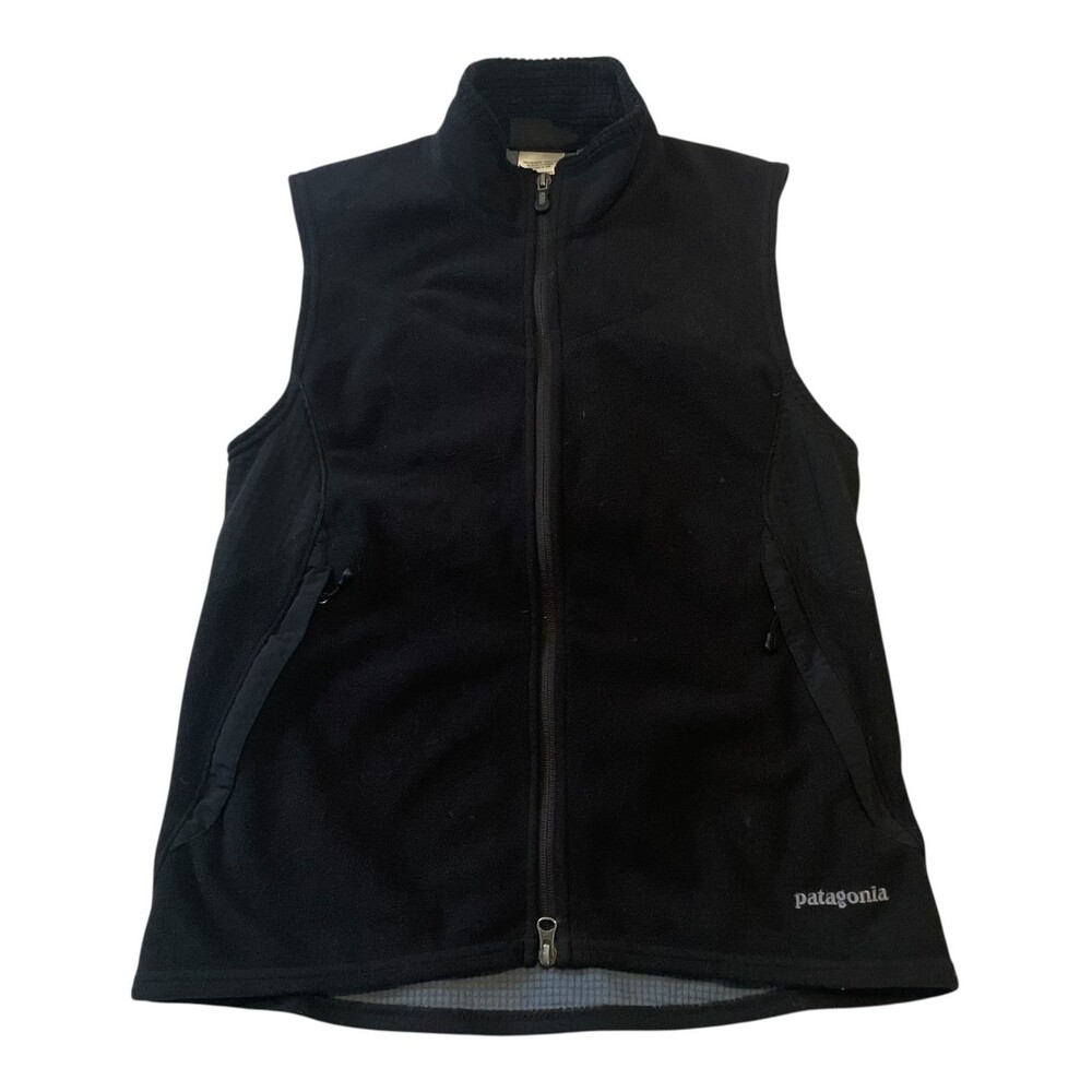 Patagonia Fleece Vest Womens M Black Full Zip Thermal Outdoor Layer Zip Pockets